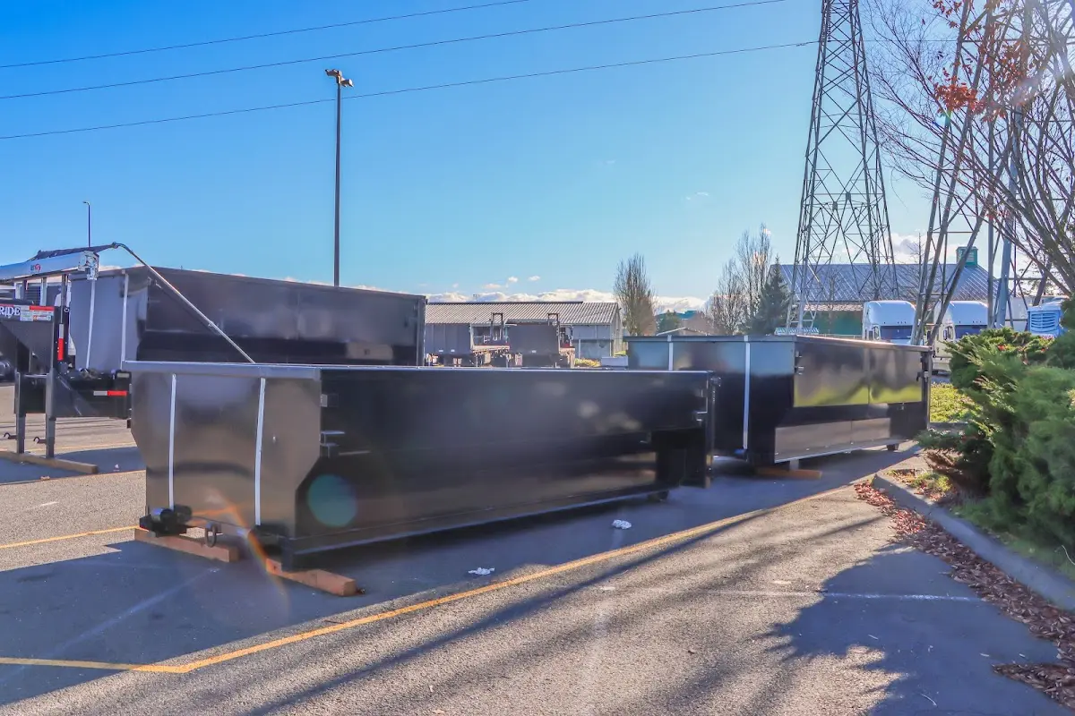 Roll-off dumpster ready for waste disposal at job site for Construction Dumpster Rental in South Plainfield